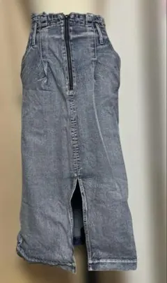 ダブルクローゼット フロントジップ デニム スカート F スリット ケミカル