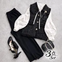 S様ꕤ.·*.セレモニー3点セットツイードジレ M〜L ママスーツ 卒入学