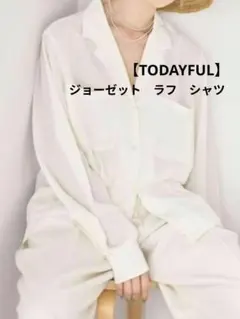 美品TODAYFUL トゥデイフル　ジョーゼットラフシャツ ホワイト　透け感のサムネイル