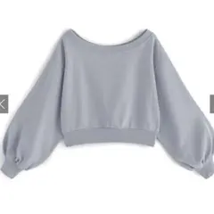 オフショルダースウェットトップス　ブルー
