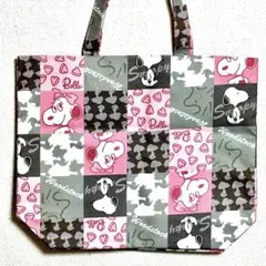 スヌーピー　特大トートバッグ　 パッチワーク柄　エコバッグ