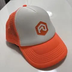 オレンジホワイト メッシュキャップ