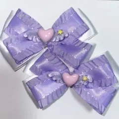 量産型 地雷 ヘアクリップ リボン 紫