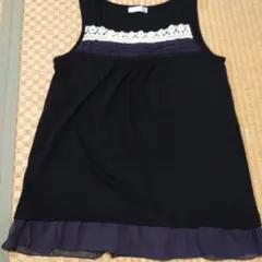 【未使用】right-on　黒 ノースリーブチュニック　Mサイズ　フリル