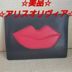 ☆美品☆アリスオリヴィア☆クラッチバッグ☆ブラック×レッド☆ポーチ☆レザー☆のサムネイル