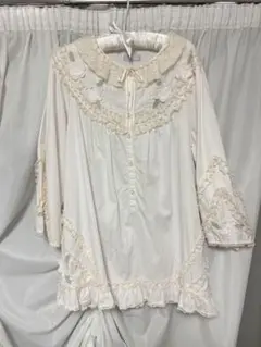 ガニーサックス　ヴィンテージロングシャツワンピース　Aライン　ティアード　レース ガニーサックス ヴィンテージロングシャツワンピース Aライン