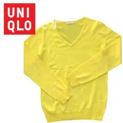 ユニクロ Vネック セーター 黄色　イエロー　コットン　綿