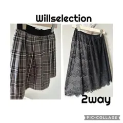 Willselection 2WAY チェック柄 レース 付2枚ミニスカート1のサムネイル