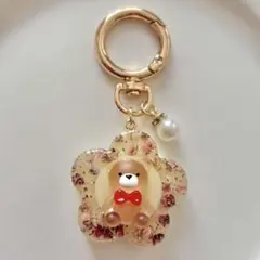 くま×お花　レジン　チャーム