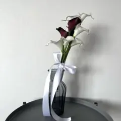 カラーリリィのブーケ　和装 ボールドー　ホワイト　シンプル