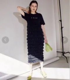 MAISON SPECIAL ダブルプリーツワンピース 黒ワンピース