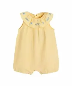 moimoln イエロー 刺繍付きロンパース 70