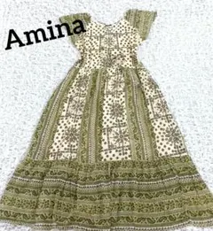 【ひいな♡様専用】アミナ ペイズリー柄 ティアード ワンピース 綿 コットン