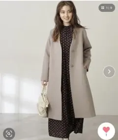 N. アンゴラビーバーノーカラーコート Mサイズ