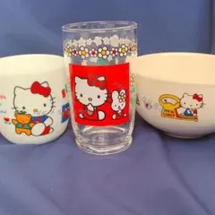 サンリオ　キティ　グラス　マグカップ　ボウル　昭和　平成　レトロ　当時物　旧ロゴ