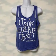 美品.DA.M iss.ブルー プリントタンクトップ .スポーツウェア