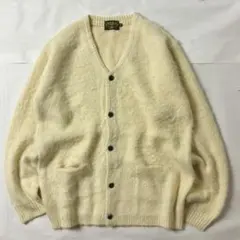 ニットカーディガン モヘア調 L オフホワイト 生成り