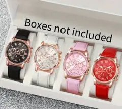【️⭐️お買い得⭐️新品】4本セット腕時計黒/白/ピンク/赤まとめ売り【稼動品】