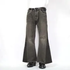 【リメイク】再構築　ベルボトム　バギー　フレアデニム　先染めブラック　フェード