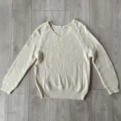 NATURAL BEAUTY BASIC 　 薄い黄色VネックニットM