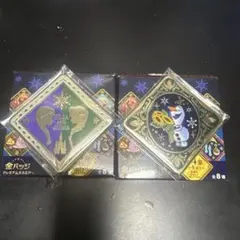 アナと雪の女王 FROZEN 金バッジ プレミアムスクエア　エルサ　アナ　オラフ