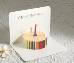 立体3D ポップアップカード 誕生日 折りたたみ メッセージ ケーキ柄