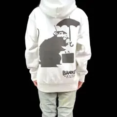 新品 バンクシー BANKSY 東京 傘 ネズミ ビッグバックプリント パーカー