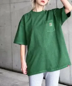 Java ポケット付き Tシャツ ビンテージ加工 グリーンのサムネイル