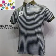 パーリーゲイツ　ゴルフウェア　カーキボーダー　ポロシャツ　半袖　メンズ