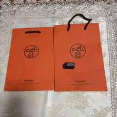 HERMES ショップ袋 2点、リボンセット