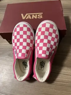 VANS ピンク チェッカーボード スリッポン20cm