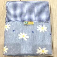 セミシングル　掛け布団カバー　ファスナー付　花柄　コスモス　水色