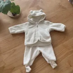 H&M くまフード付きセットアップ1-2M ホワイト