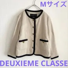 ドゥーズィエムクラス　ノーカラージャケット　金ボタン　ベージュ　日本製　38