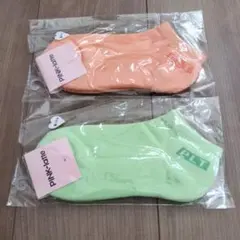 PINK-latte キッズ靴下 22-24cm オレンジ グリーン2足セット