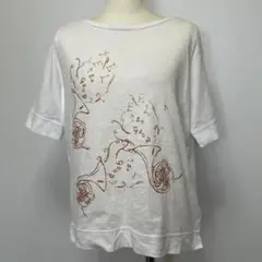 DoCLASSE S ホルンモチーフ プリントTシャツ ホワイト 半袖のサムネイル