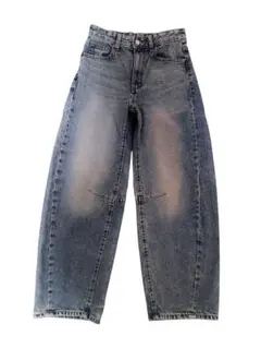 GU ジーユー バレルレッグ ジーンズ デニム パンツ S 標準丈 ブルー