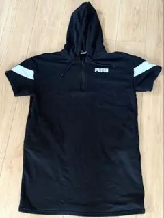 PUMA プーマ フード付きパーカー 半袖 ミニ丈 ハーフジップ