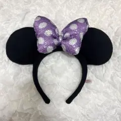 ディズニー ミニーちゃん カチューシャ スパンコール パープル