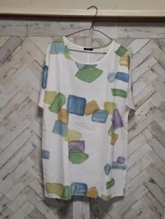 水彩模様 半袖チュニック M-L