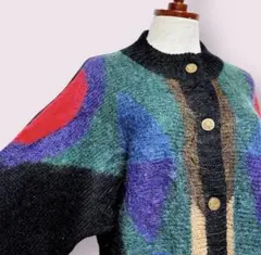 vintageヴィンテージニットカーディガンブラック黒系レトロヨーロッパ海外古着