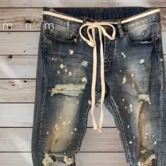 mnml ミニマル クラッシュ ダメージ ストレッチデニムパンツ