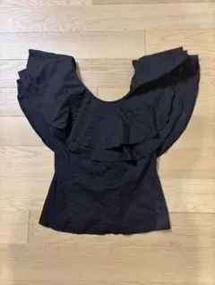 DURAS オフショルダー フリル トップス ブラックのサムネイル