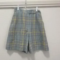 ショートパンツ 水色 黄色 チェック