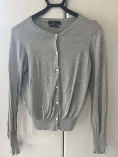 Demi-Luxe BEAMS クルーネックカーディガン グレー　コットン100のサムネイル