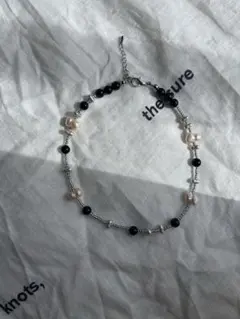 パール　ビーズ　ブラック　ネックレス