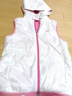 Nike Golf レディース フード付きベスト M ホワイト/ピンク