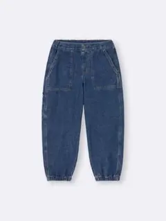 GU KIDS(男女兼用)デニムワイドワークジョガーパンツ　BLUE １２０