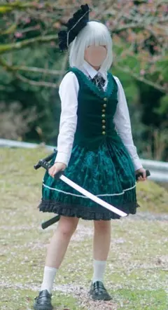 東方Project 魂魄妖夢 コスプレ ウィッグ 刀付き