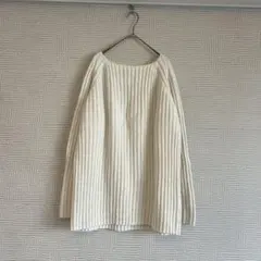《美品》IENAイエナ☆RIBボートネックプルオーバー ウール100% ホワイト